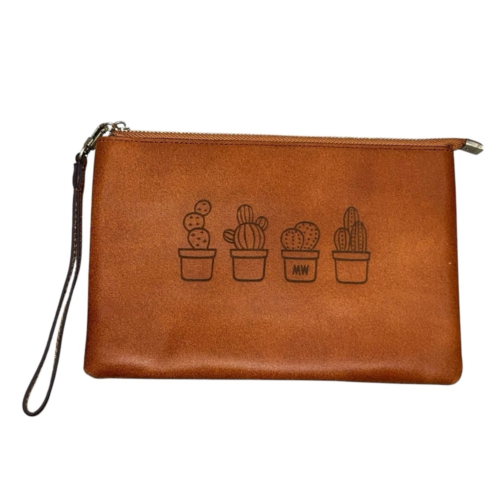 Most Wanted MW Full Grain Leather Handmade Cactus Clutch Wristlet